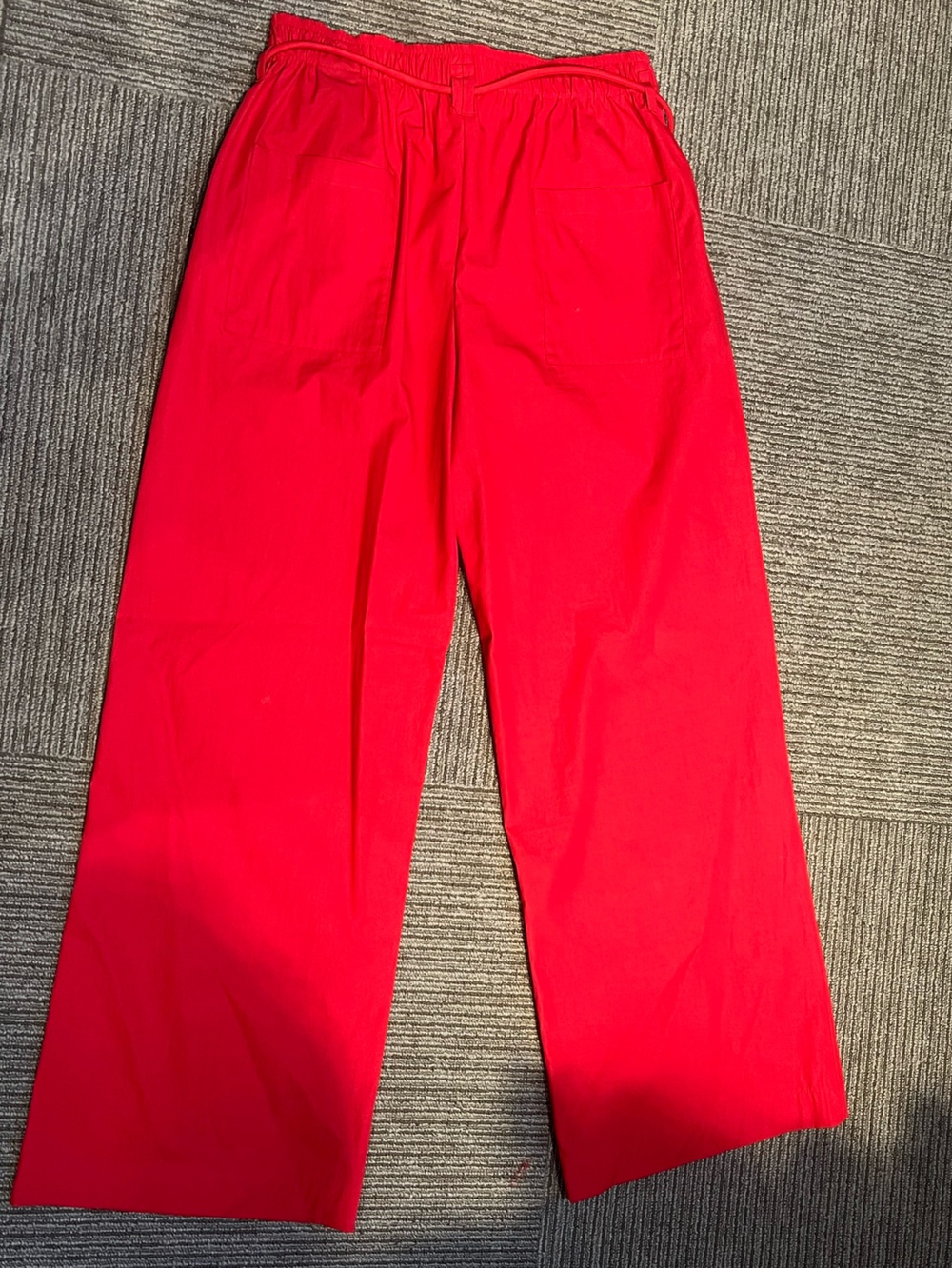Red Elastic Waist Drawstring Pants - Picture 3 of 3